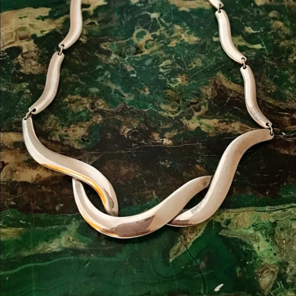 Vintage Mexican Modernist 925 Sterling Necklace